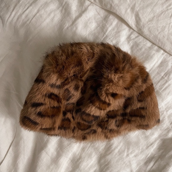 Vintage / Rabbit Fur Leopard Pattern Hat - Picture 2 of 5